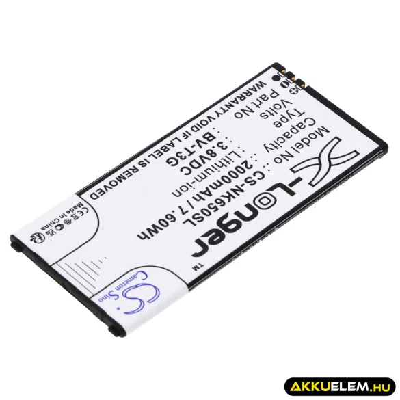 Utángyártott Nokia mobil Li-ion akkumulátor 3.8V 2000mAh BV-T3G - CameronSino