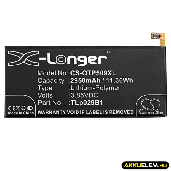 Utángyártott Vodafone mobil Li-Polymer akkumulátor 3.85V 2950mAh TLp029B1, TLp029B2 - CameronSino