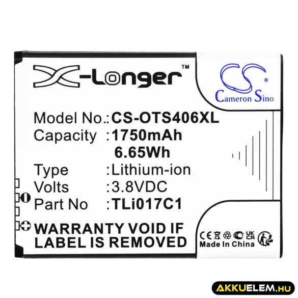 Utángyártott AT&T mobil Li-ion akkumulátor 3.8V 1750mAh TLi017C7 - CameronSino