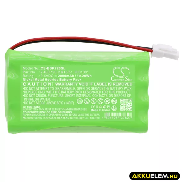 Utángyártott Somfy okosotthon készülék Ni-MH akkumulátor 9.6V 2000mAh 2400720, KR15/51 - CameronSino