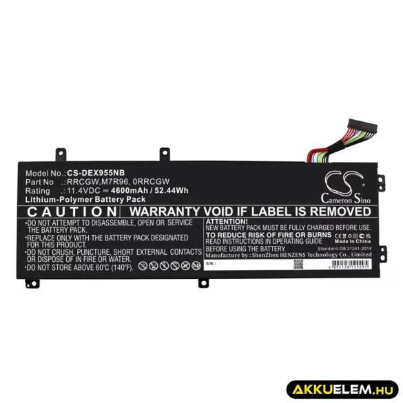 Utángyártott Dell laptop Li-Polymer akkumulátor 11.4V 4600mAh 0GPM03, 0RRCGW - CameronSino