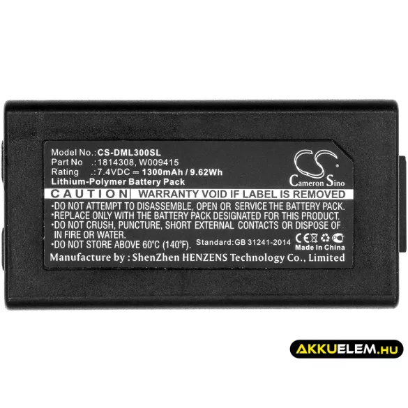 Utángyártott DYMO Hordozható nyomtató Li-Polymer akkumulátor 7.4V 1300mAh 1814308, W009415 - CameronSino