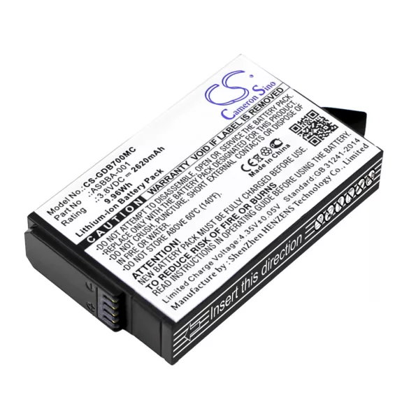Utángyártott GoPro Kamera Li-ion akkumulátor 3.8V 2620mAh ASBBA-001, 601-12862-000 - CameronSino