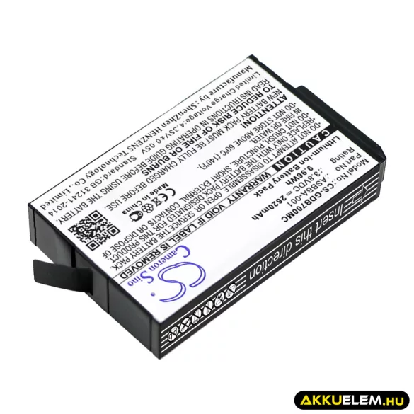 Utángyártott GoPro Kamera Li-ion akkumulátor 3.8V 2620mAh ASBBA-001, 601-12862-000 - CameronSino