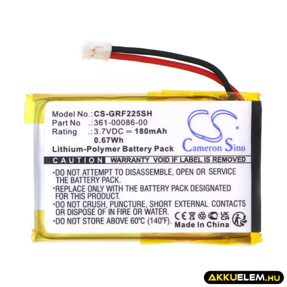 Utángyártott Garmin Okosóra Li-Polymer akkumulátor 3.7V 180mAh 361-00086-00, 361-00072-10 - CameronSino