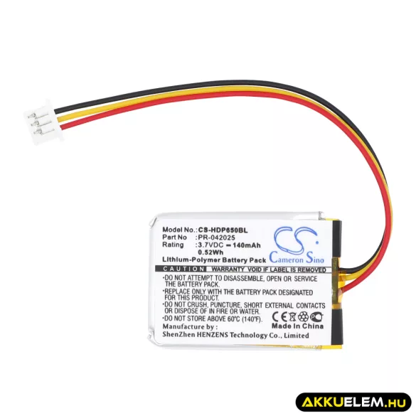 Utángyártott Dolphin Vonalkód szkenner Li-Polymer akkumulátor 3.7V 140mAh PR-042025 - CameronSino