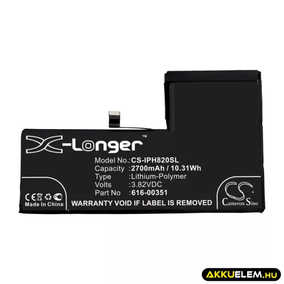 Utángyártott Apple mobil Li-Polymer akkumulátor 3.82V 2700mAh 616-00351 - CameronSino