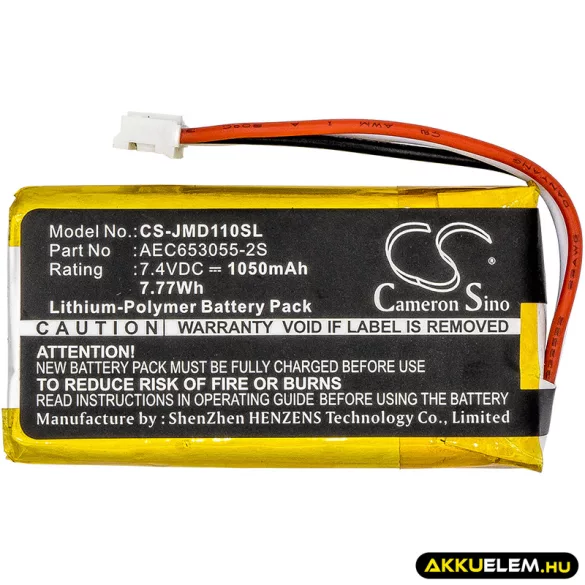 Utángyártott JBL hangszóró Li-Polymer akkumulátor 7.4V 1050mAh AEC653055-2S 2 különböző típus ennek a modellnek (egy másik modell: CS-JMD111SL), kérjük, ellenőrizd a csatlakozó helyzetét az akkumulátor rendelése előtt - CameronSino