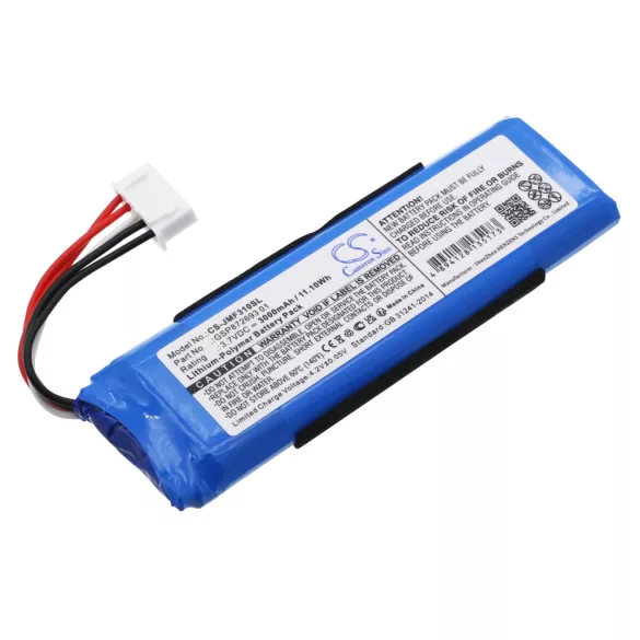 Utángyártott JBL hangszóró Li-Polymer akkumulátor 3.7V 3000mAh GSP872693 01, GSP872693 03A - CameronSino