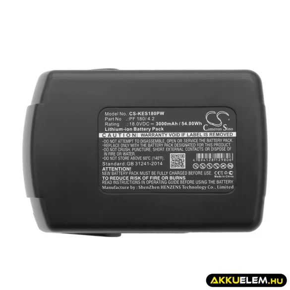 Utángyártott Kress szerszámgép Li-ion akkumulátor 18V 3000mAh PF 180/ 4.2 - CameronSino