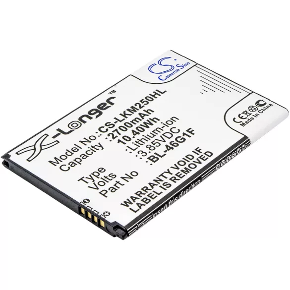 Utángyártott LG mobil Li-ion akkumulátor 3.85V 2700mAh BL-46G1F - CameronSino