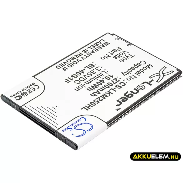 Utángyártott LG mobil Li-ion akkumulátor 3.85V 2700mAh BL-46G1F - CameronSino