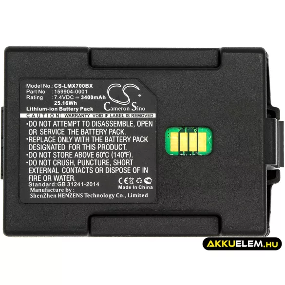 Utángyártott Honeywell Vonalkód szkenner Li-ion akkumulátor 7.4V 3400mAh 159904-0001, 163467-0001 - CameronSino