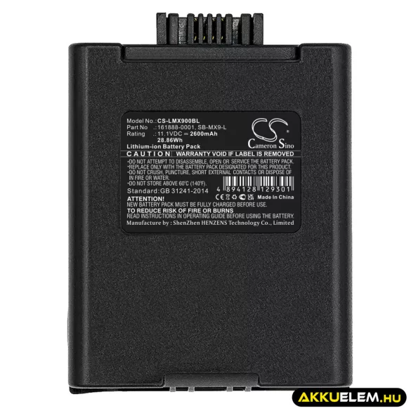 Utángyártott Honeywell Vonalkód szkenner Li-ion akkumulátor 11.1V 2600mAh 161888-0001, SB-MX9-L - CameronSino
