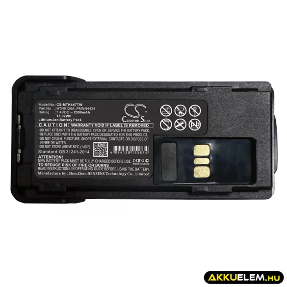 Utángyártott Motorola adó-vevő rádió Li-ion akkumulátor 7.4V 2300mAh NNTN8128A, NNTN8128C Impres - CameronSino