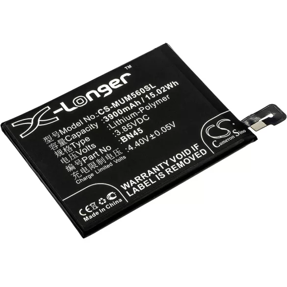 Utángyártott Redmi mobil Li-Polymer akkumulátor 3.85V 3900mAh BN45 - CameronSino