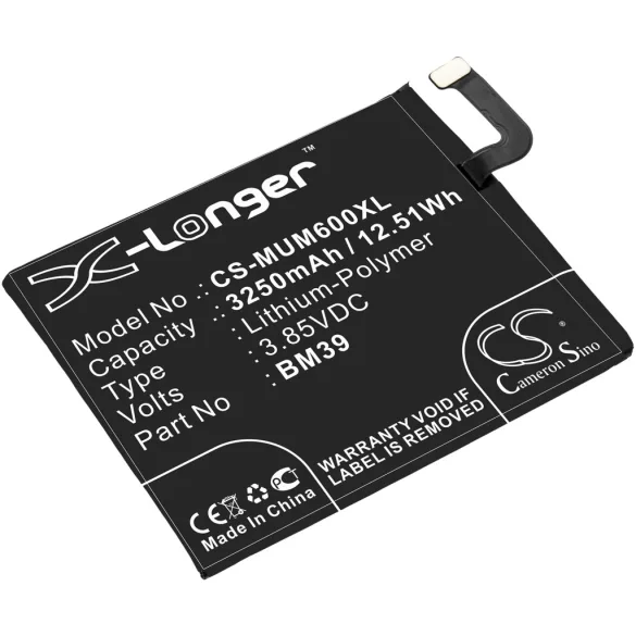 Utángyártott Redmi mobil Li-Polymer akkumulátor 3.85V 3250mAh BM39 - CameronSino
