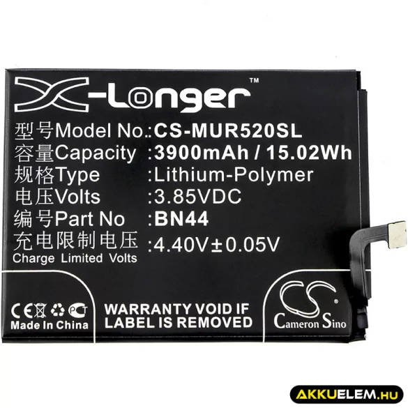 Utángyártott Xiaomi mobil Li-Polymer akkumulátor 3.85V 3900mAh BN44 - CameronSino