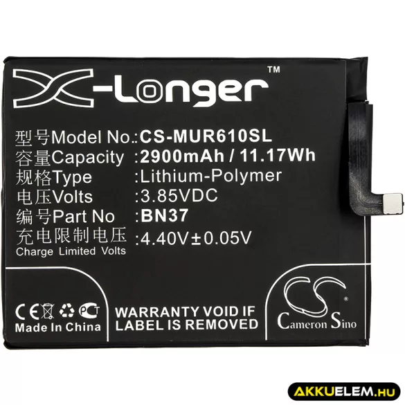 Utángyártott Xiaomi mobil Li-Polymer akkumulátor 3.85V 2900mAh BN37 - CameronSino
