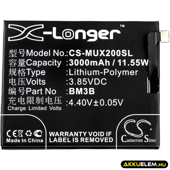 Utángyártott Xiaomi mobil Li-Polymer akkumulátor 3.85V 3000mAh BM3B - CameronSino
