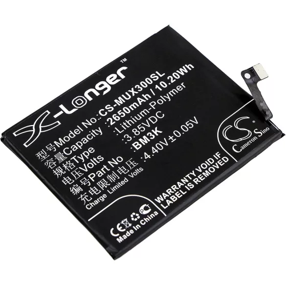 Utángyártott Xiaomi mobil Li-Polymer akkumulátor 3.85V 2650mAh BM3K - CameronSino