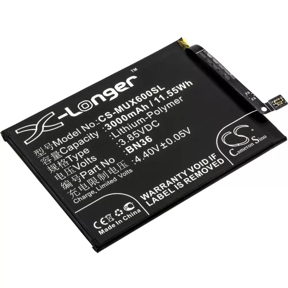 Utángyártott Xiaomi mobil Li-Polymer akkumulátor 3.85V 3000mAh BN36 - CameronSino