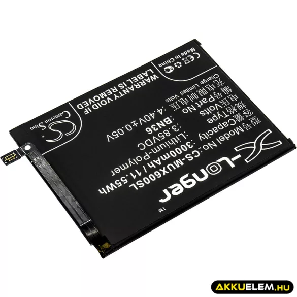 Utángyártott Xiaomi mobil Li-Polymer akkumulátor 3.85V 3000mAh BN36 - CameronSino