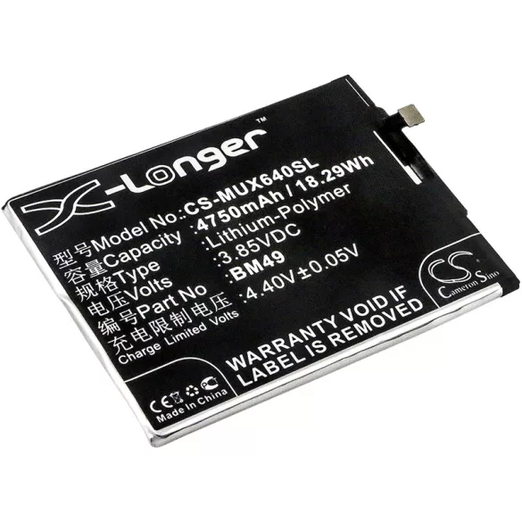Utángyártott Xiaomi mobil Li-Polymer akkumulátor 3.85V 4750mAh BM49 - CameronSino