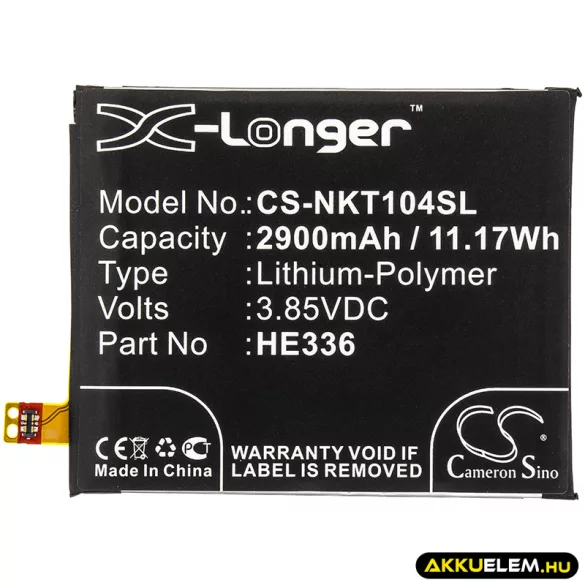Utángyártott Nokia mobil Li-Polymer akkumulátor 3.85V 2900mAh HE336, HE321 - CameronSino