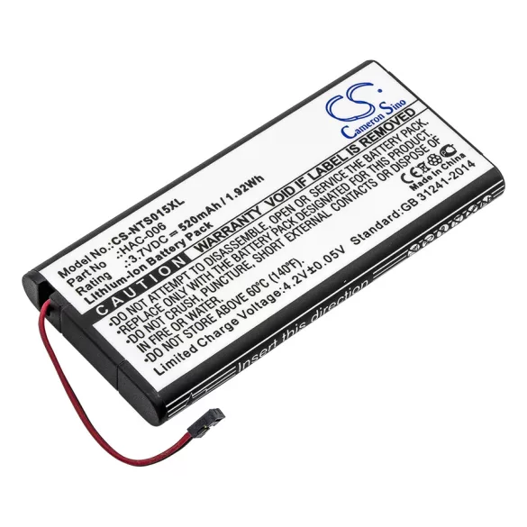 Utángyártott Nintendo Játékkonzol Li-ion akkumulátor 3.7V 520mAh HAC-006, HAC-BPJPA-C0 - CameronSino