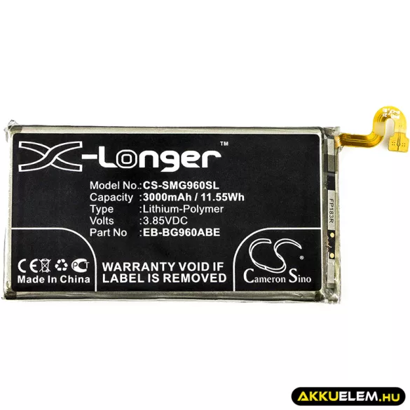 Utángyártott Samsung mobil Li-Polymer akkumulátor 3.85V 3000mAh EB-BG960ABE - CameronSino