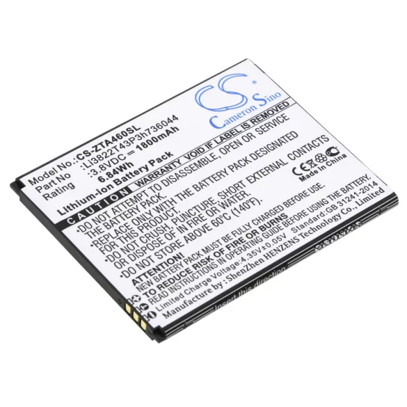 Utángyártott ZTE mobil Li-ion akkumulátor 3.8V 1800mAh Li3822T43P3h736044 - CameronSino