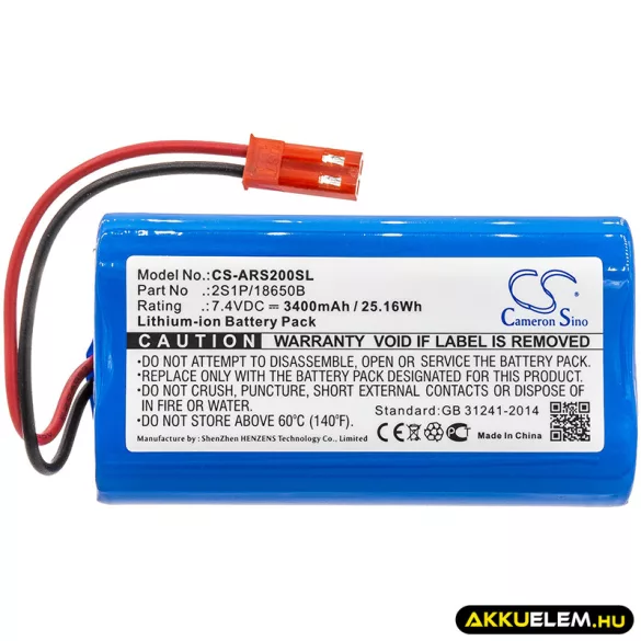 Utángyártott Arizer párologtató Li-ion akkumulátor 7.4V 3400mAh 2S1P/18650B - CameronSino
