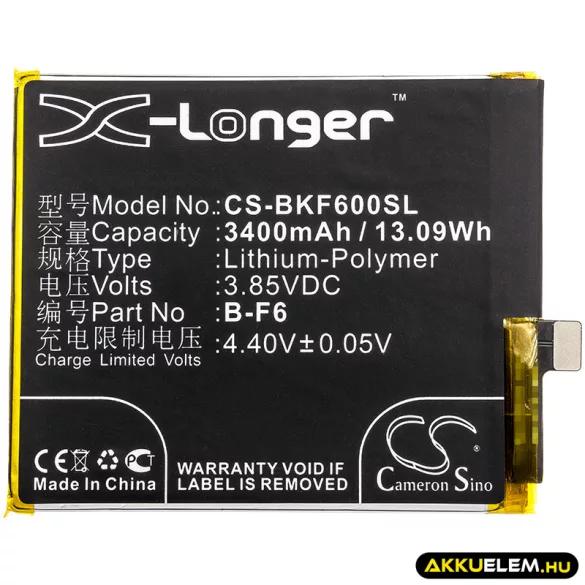 Utángyártott Vivo mobil Li-Polymer akkumulátor 3.85V 3400mAh B-F6 - CameronSino