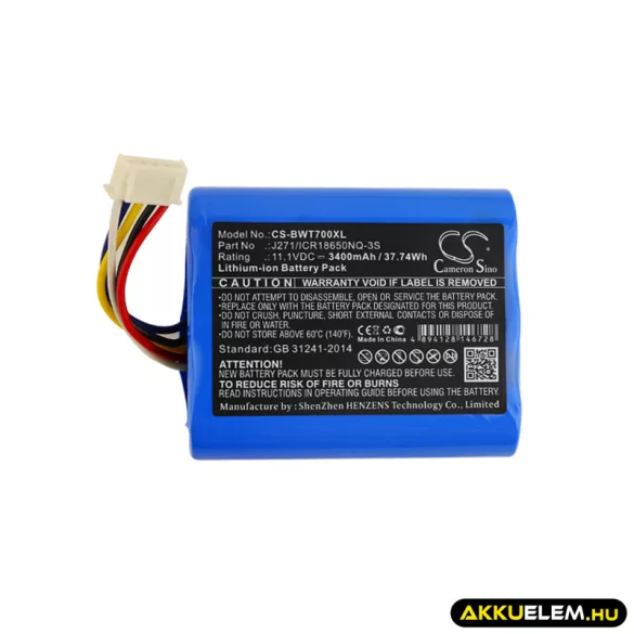 Utángyártott Bowers & Wilkins hangszóró Li-ion akkumulátor 11.1V 3400mAh J271/ICR18650NQ-3S - CameronSino