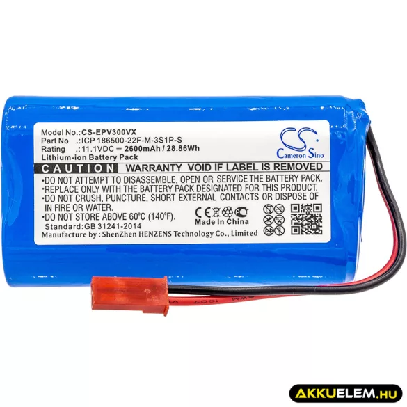 Utángyártott Electropan porszívó Li-ion akkumulátor 11.1V 2600mAh ICP 186500-22F-M-3S1P-S - CameronSino