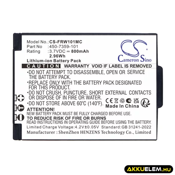 Utángyártott FrontRow hangszóró Li-ion akkumulátor 3.7V 800mAh 450-7359-101, 6410-00006 - CameronSino