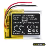Utángyártott GoPro Kamera Li-Polymer akkumulátor 3.7V 800mAh 601-06750-000, 601-06750-101 - CameronSino