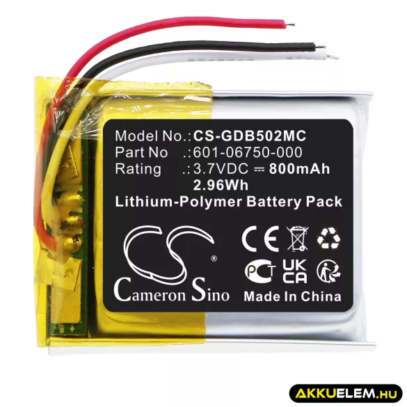 Utángyártott GoPro Kamera Li-Polymer akkumulátor 3.7V 800mAh 601-06750-000, 601-06750-101 - CameronSino