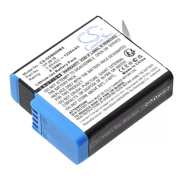 Utángyártott GoPro Kamera Li-ion akkumulátor 3.85V 1220mAh SPJB1B, 601-27537-000 - CameronSino