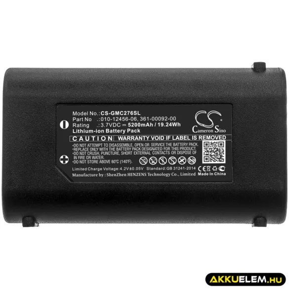 Utángyártott Garmin GPS Li-ion akkumulátor 3.7V 5200mAh 010-12456-06, 361-00092-00 - CameronSino
