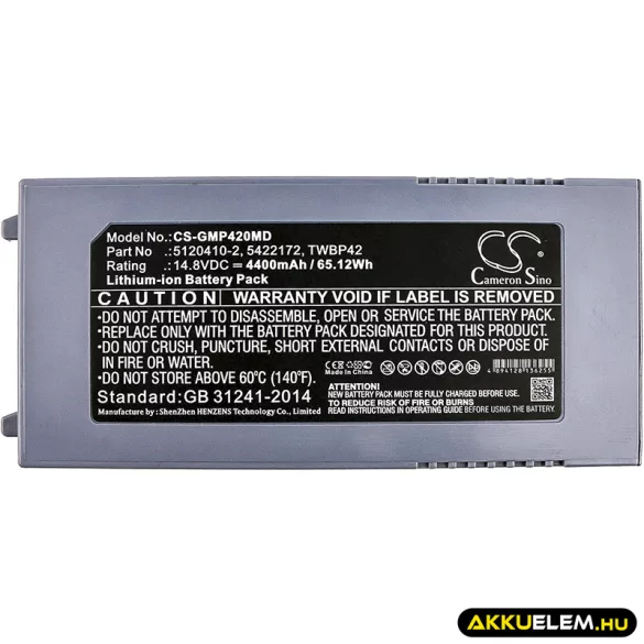 Utángyártott GE Orvosi Li-ion akkumulátor 14.8V 4400mAh 5120410-2, 5422172 - CameronSino