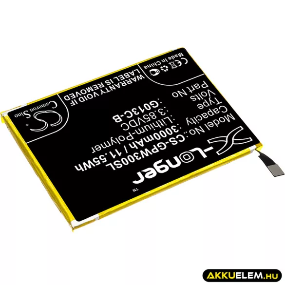 Utángyártott Google mobil Li-Polymer akkumulátor 3.85V 3000mAh G013C-B, 823-00086-01 - CameronSino