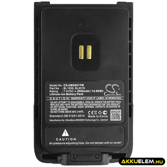 Utángyártott Hytera adó-vevő rádió Li-ion akkumulátor 7.4V 2000mAh BL1506, BL2018 - CameronSino