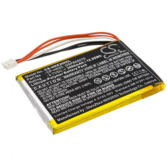 Utángyártott Harman/Kardon hangszóró Li-Polymer akkumulátor 3.7V 3500mAh CP-HK03, GSP805070 - CameronSino