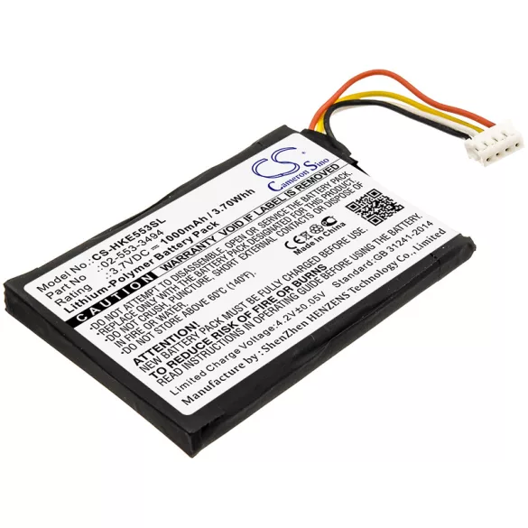 Utángyártott Harman/Kardon hangszóró Li-Polymer akkumulátor 3.7V 1000mAh 02-553-3494 - CameronSino