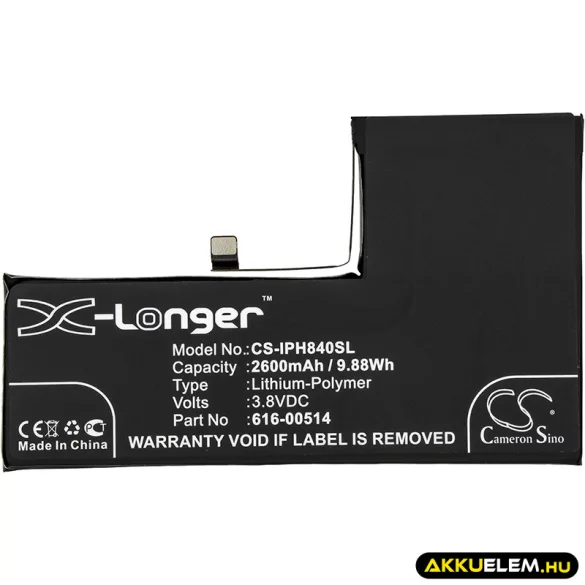 Utángyártott Apple mobil Li-Polymer akkumulátor 3.8V 2600mAh 616-00514 - CameronSino