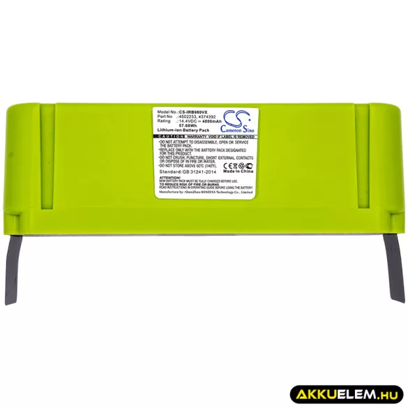 Utángyártott iRobot porszívó Li-ion akkumulátor 14.4V 4000mAh 1800LI, 2130LI - CameronSino