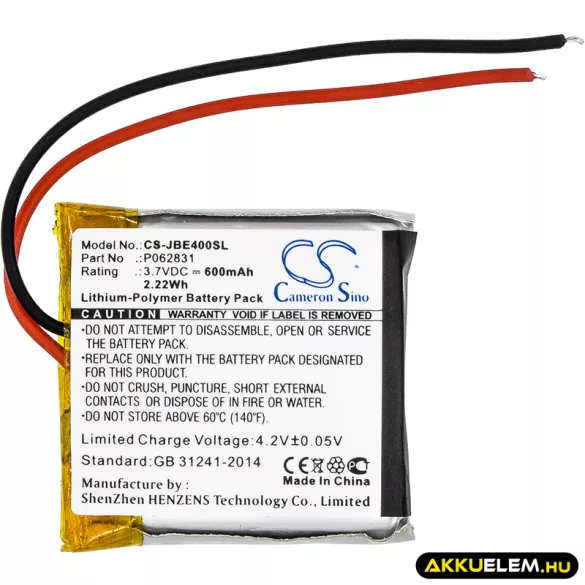 Utángyártott JBL Vezeték nélküli fejhallgató Li-Polymer akkumulátor 3.7V 600mAh P062831 - CameronSino
