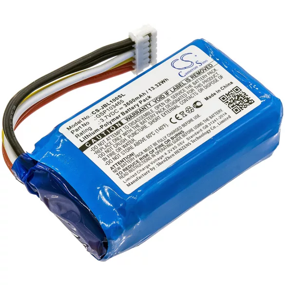 Utángyártott JBL hangszóró Li-Polymer akkumulátor 3.7V 3600mAh GSP103465 - CameronSino